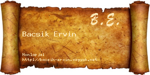Bacsik Ervin névjegykártya