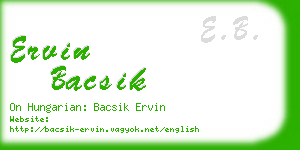 ervin bacsik business card
